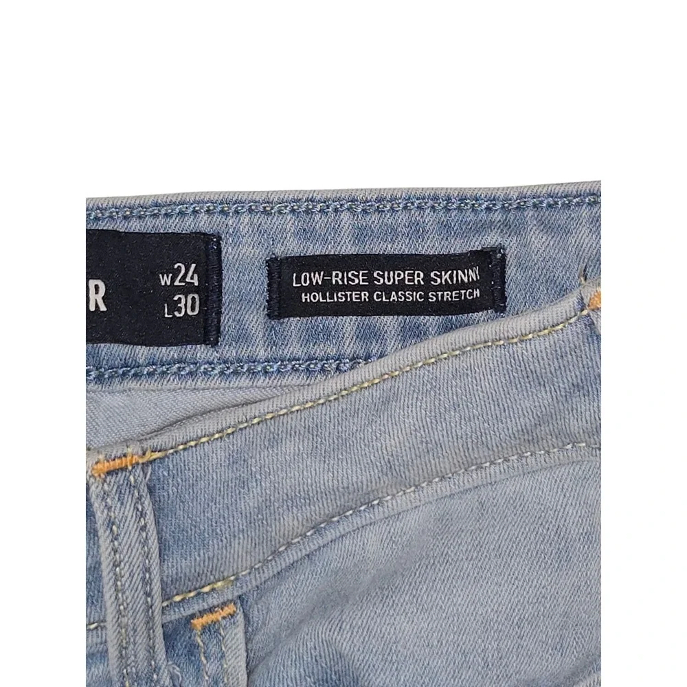 Hollister Low-Rise Super Skinny Distressed Light Wash Jeans W24 L30 0R